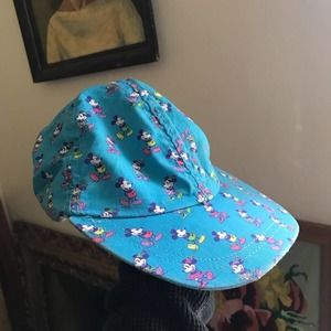 Kids Vintage 90s Disney Mickey Hat Character Fashions Allover Print Blue